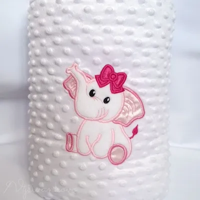 Minky deka s výšivkou sloníka