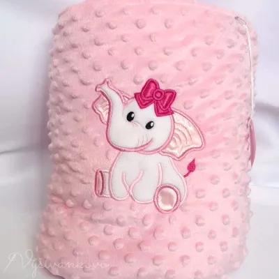 Minky deka s výšivkou sloníka