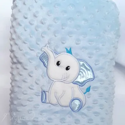 Minky deka s výšivkou sloníka