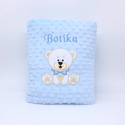Minky deka s výšivkou macka s menom