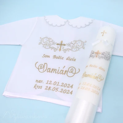 Košieľka s rustikálnym ornamentom a krížikom