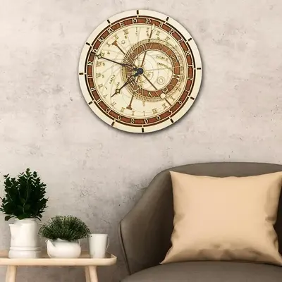 Wooden Astronomical Wall Clock - Prague Orloj
