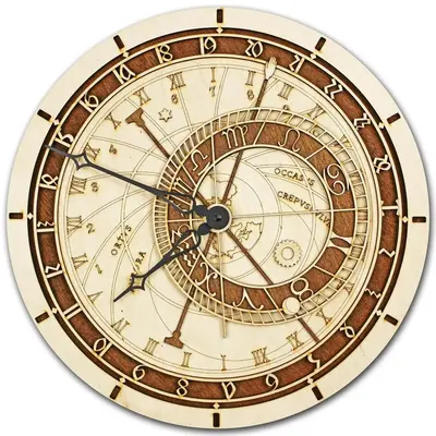 Wooden Astronomical Wall Clock - Prague Orloj
