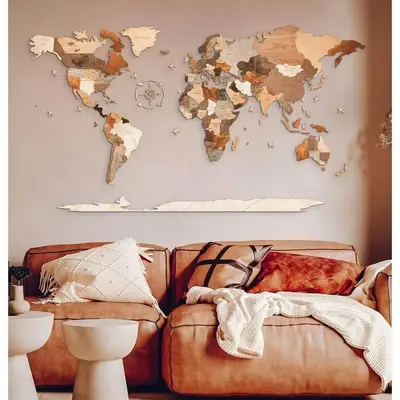 3D Wooden World Map - Mix color