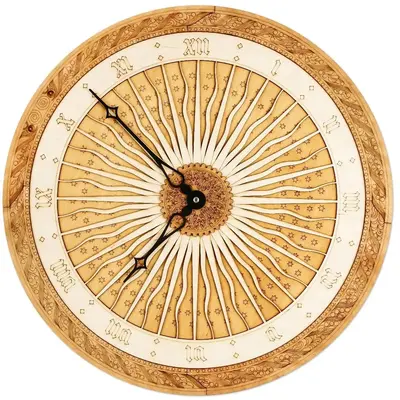 Wooden Sunburst Wall Clock