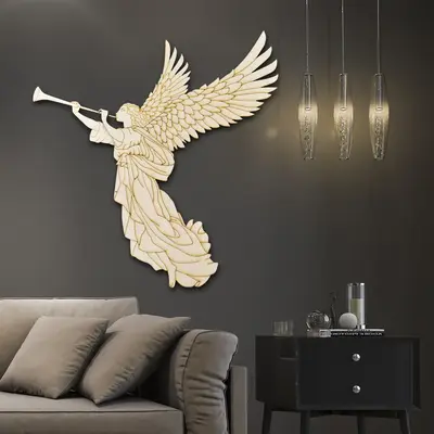 Herald Angel Wooden Wall Art - A Symbol of Hope and Peace - The Good News Bringer