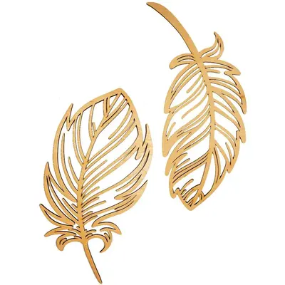 Wooden Feather Decorations (Set of 2)