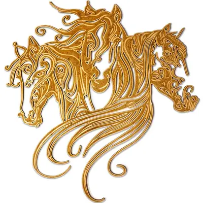 Three-Headed Horse Wooden Wall Art