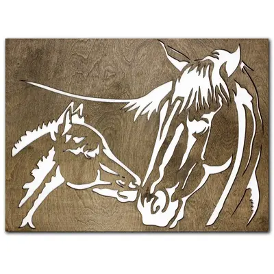Mother and Foal Wooden Wall Art