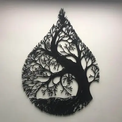 Drop-shaped Wooden Wall Tree