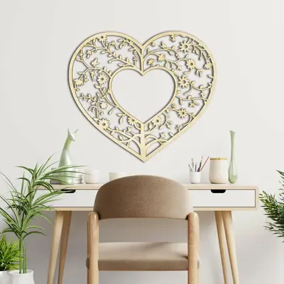 Floral Heart Wooden Wall Decor