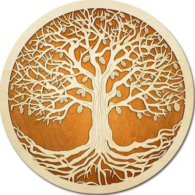3D Layered Oak Tree of Life Wall Art