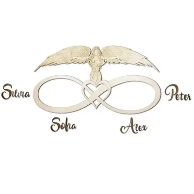 Infinite Love Family Guardian Angel Wooden Wall Decor