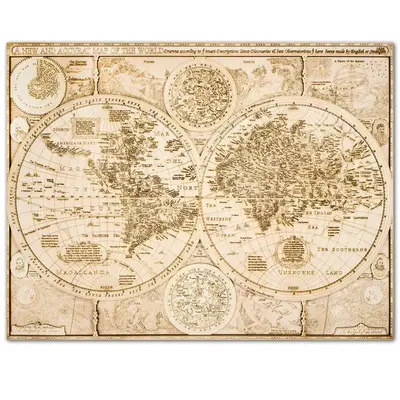 Historical Wooden World Map (1526) - Multi-Layered Wall Art