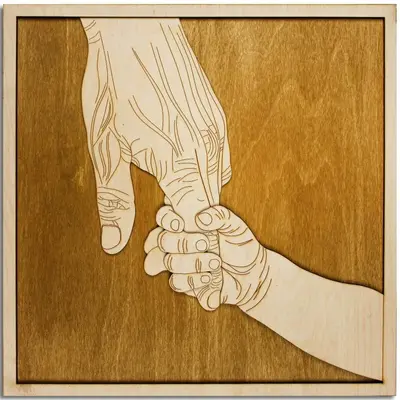 Parent and Child Holding Hands - 3D Wooden Wall Art