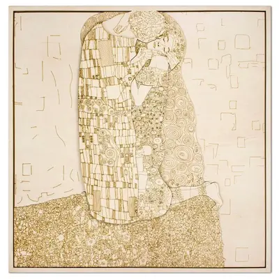 Multi-Layered Wooden Wall Art - Klimt's "The Kiss"