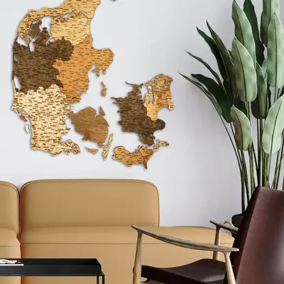 Denmark Wooden Country Map