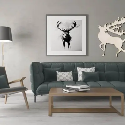 Running Stag Wooden Wall Art
