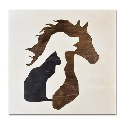 Horse, Dog, and Cat Silhouette Wooden Wall Decor