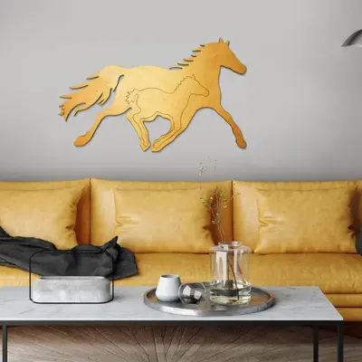 Horse and Foal Wooden Wall Decor