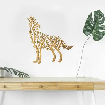 Wooden Wolf Decor