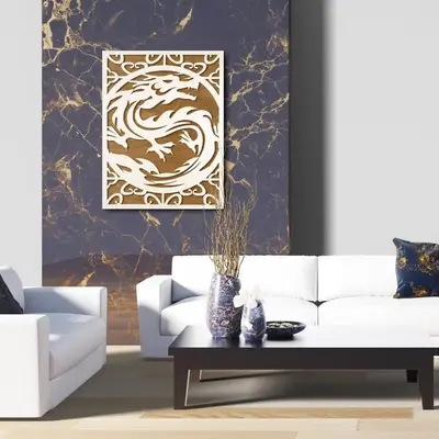 Rectangular Dragon Wooden Wall Art