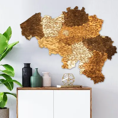 Belgium Wooden Wall Map