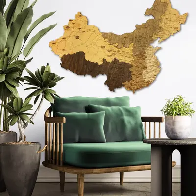 China Wooden Wall Map