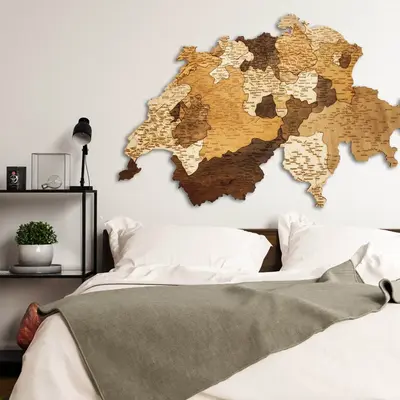 Switzerland Wooden Wall Map