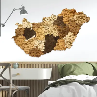 Hungary Wooden Wall Map