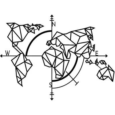 Geometric Minimalist Wooden World Map