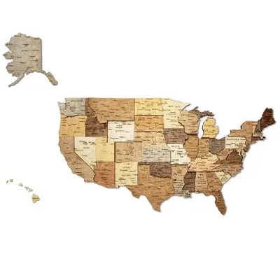 3D Wooden Multilayer USA Map