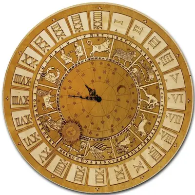 Venetian Zodiac Wooden Wall Clock