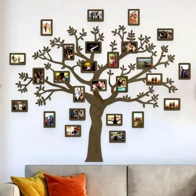 Heritage Roots Family Tree Wall Decor with 12 Photo Frames