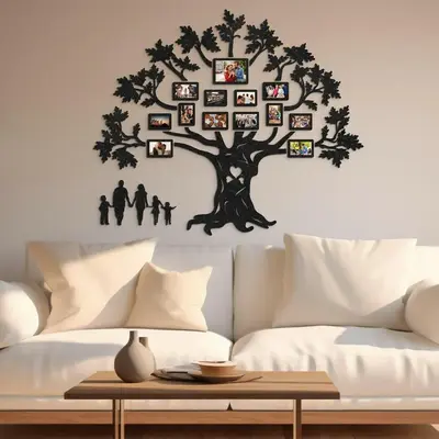 Wood Family Tree with Photo Frames