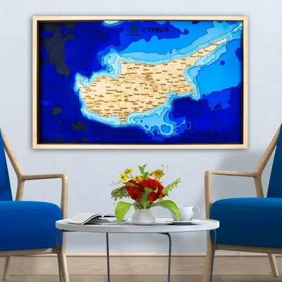 Cyprus Nautical 3D Wooden Depth Map