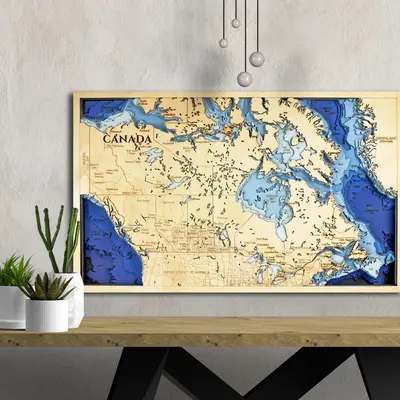 Canada Nautical 3D Wooden Depth Map
