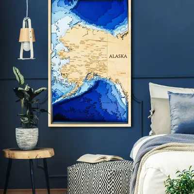 Alaska Nautical 3D  Wooden Depth Map