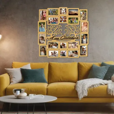 Wooden Photo Frame with Tree Design - "Our Family"