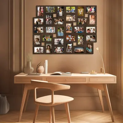 Wooden Photo Frame with Tree Design for 30 Photos