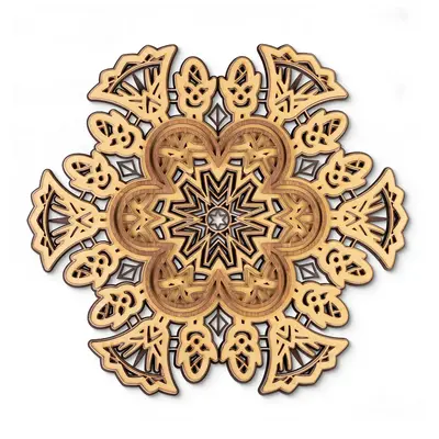 Handcrafted 3D Wooden Mandala with Tulip Design