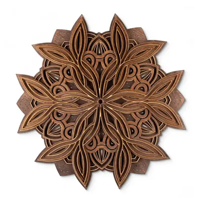 Handcrafted 3D Wooden Mandala with Elegant Leaf Design