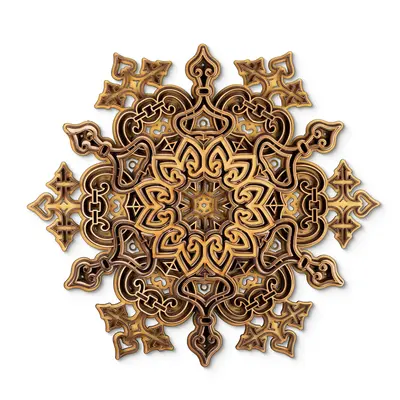Handcrafted 3D Wooden Mandala with Gothic-Inspired Design