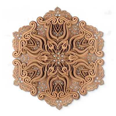 Handcrafted 3D Wooden Mandala with Swirl Design