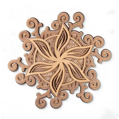 Floral Harmony 3D Wooden Mandala