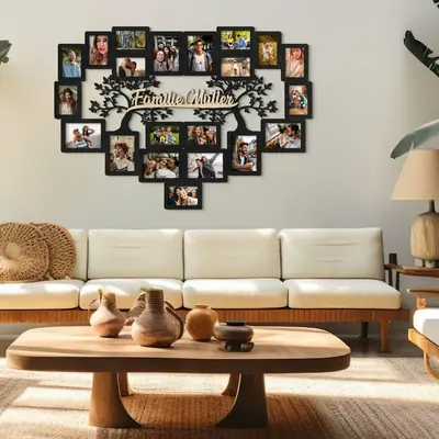 Customizable Wooden Family Photo Frame with Tree Design