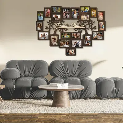 Customizable Wooden Family Photo Frame with Tree Design