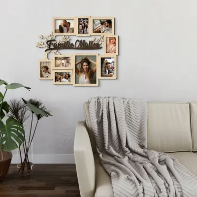 Customizable Wooden Photo Frame with Tree Design